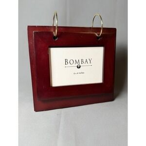 Bombay Cherry Wood 6x4 Photo Frame Desktop Flip Style Gold Rings